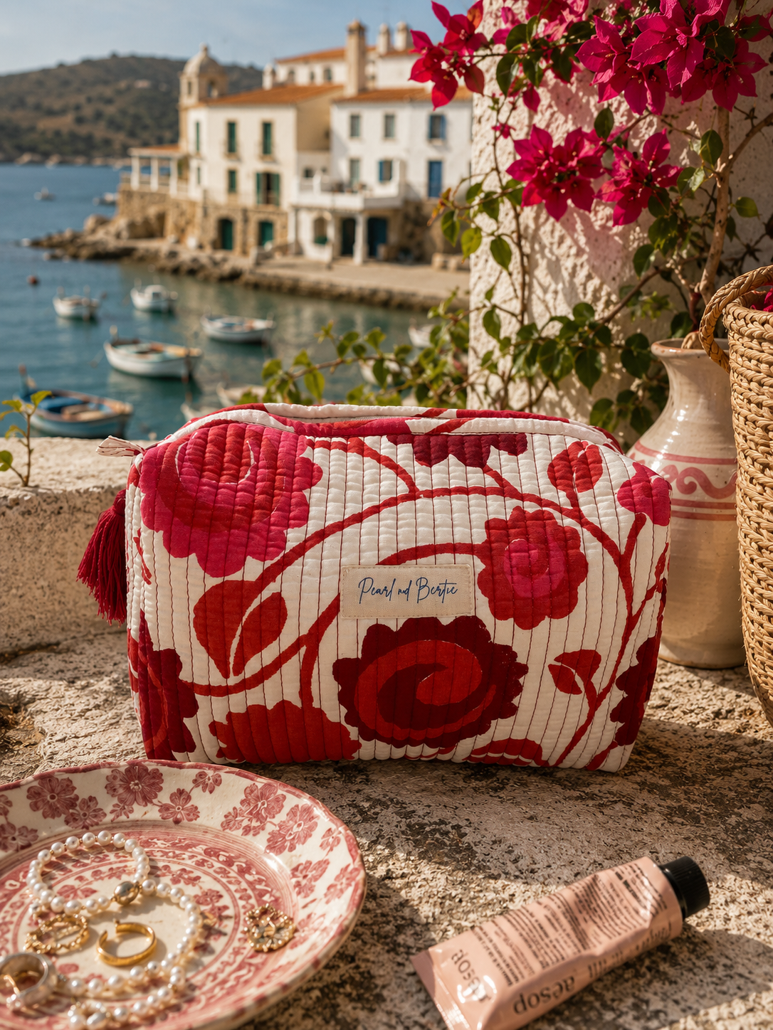 Quilted Wash Bag - Poppy