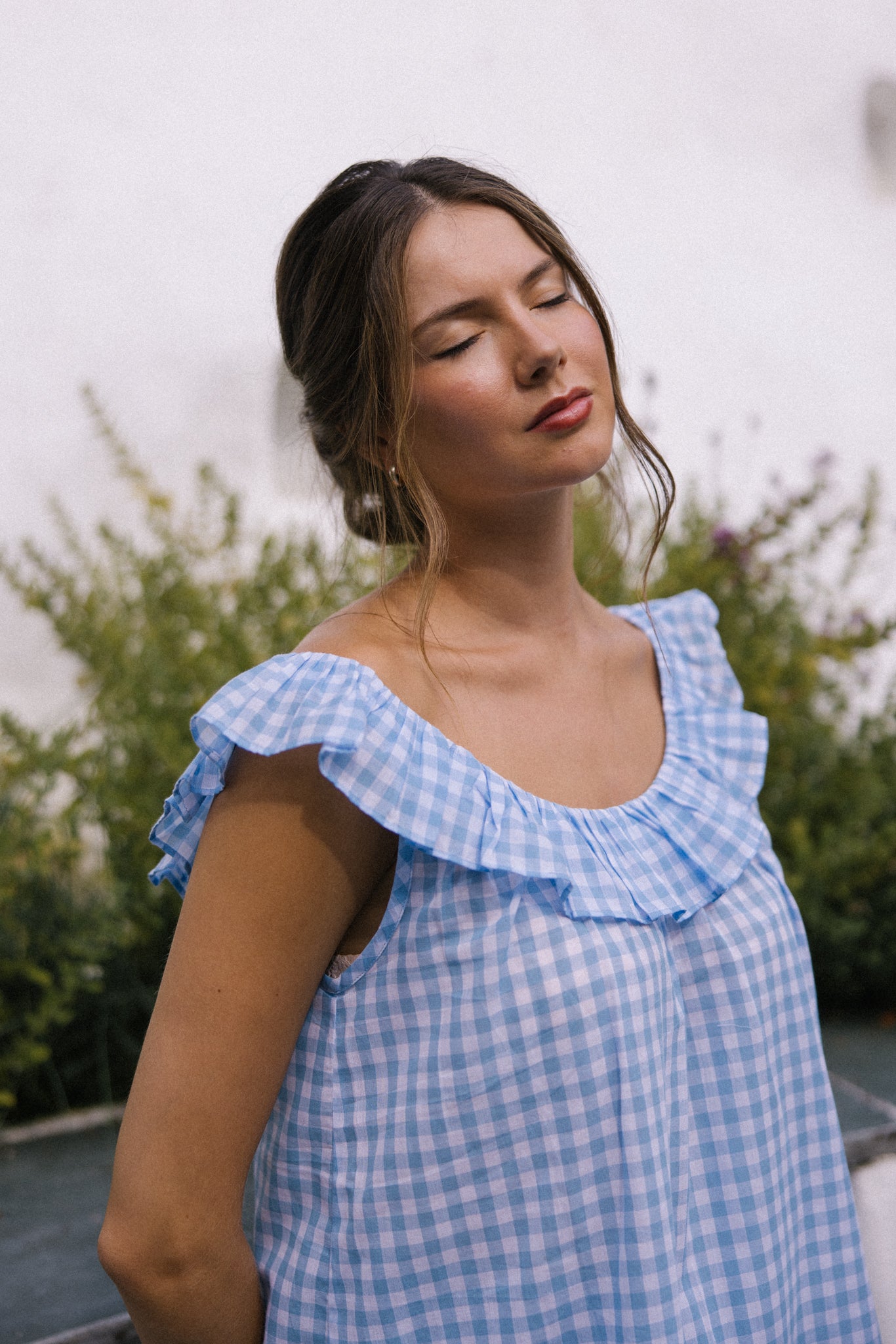 Camisola Clementine - Cuadros vichy azules
