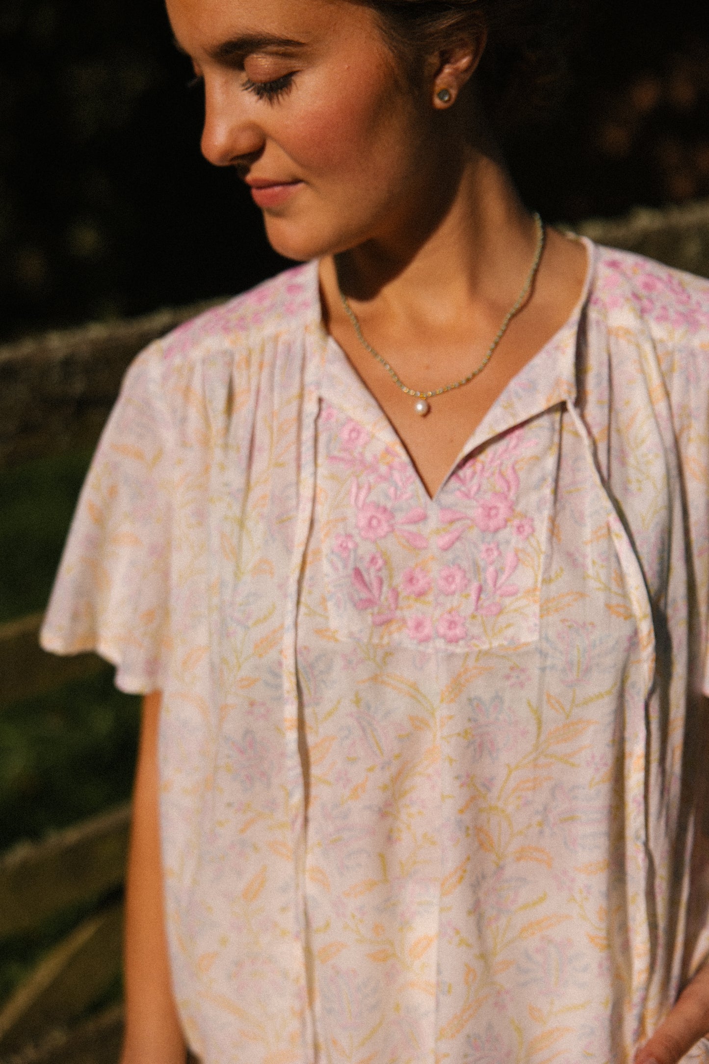 Lolita S/S Cotton Blouse - Pastel Dream