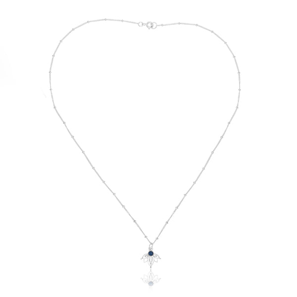 Lotus Necklace Silver - Blue Chalcedony