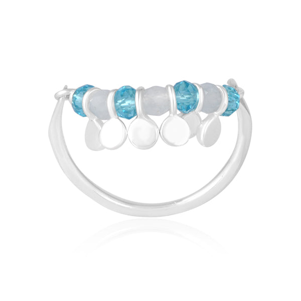 Spinning Ring in Sterling Silver & Aqua Chalcedony