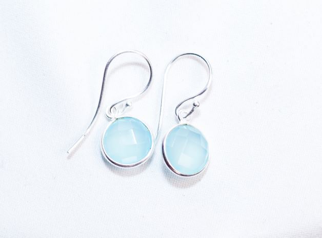 Sterling Silver Hook Earrings - Aqua Chalcedony