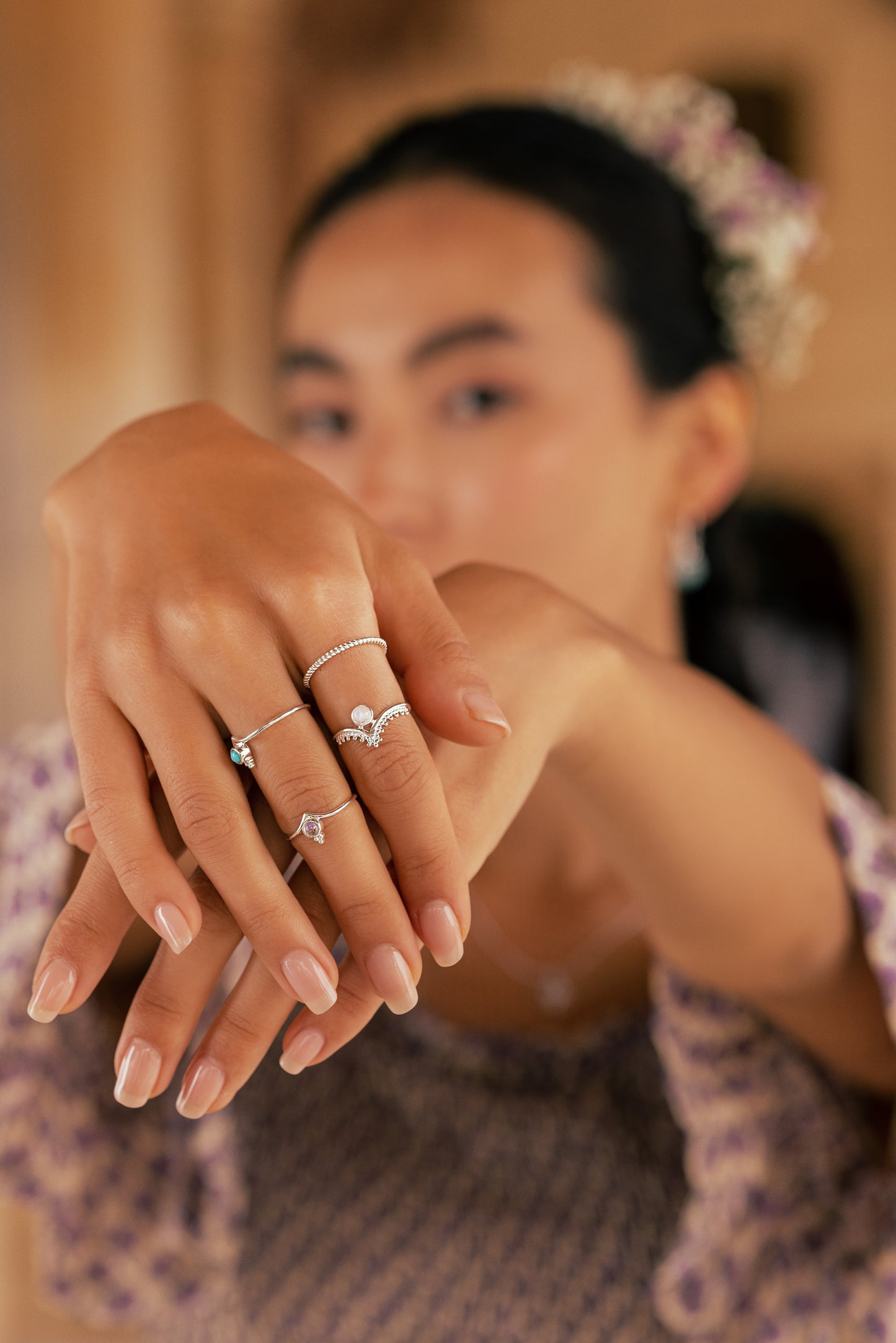 Isis Filigree Wishbone Ring - Silver Moonstone