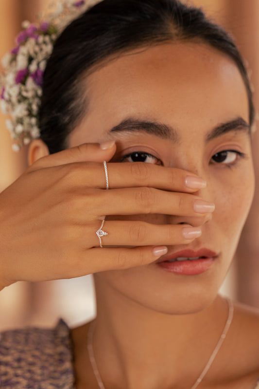 Gaia Wishbone Ring - Silver Moonstone