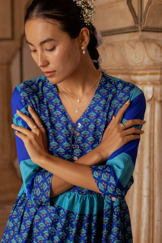 Collar con dije de estrella de mar y perla - Plata