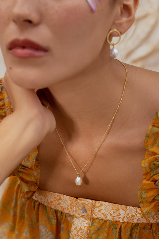 Collar Briolette de Perlas - Oro