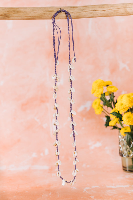 Cowrie Shell Necklace - Young Purple