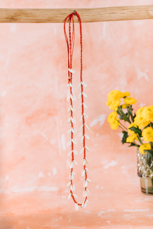 Cowrie Shell Necklace - Red
