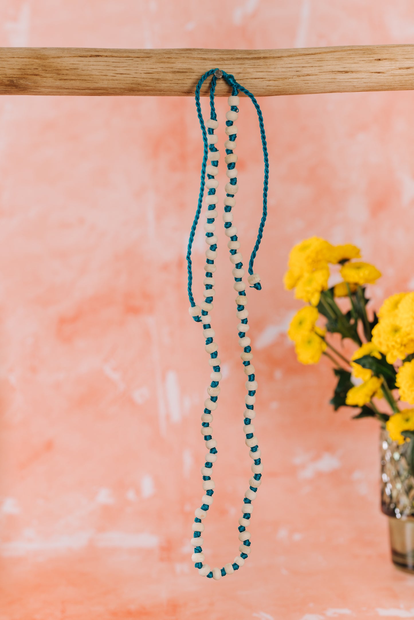 Wooden Necklace - Turquoise 45cm
