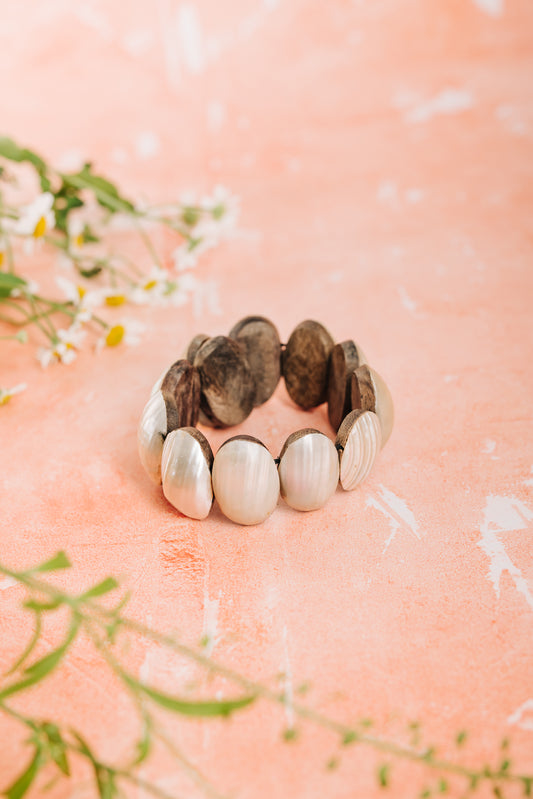 Shell & Coconut Bracelet - White