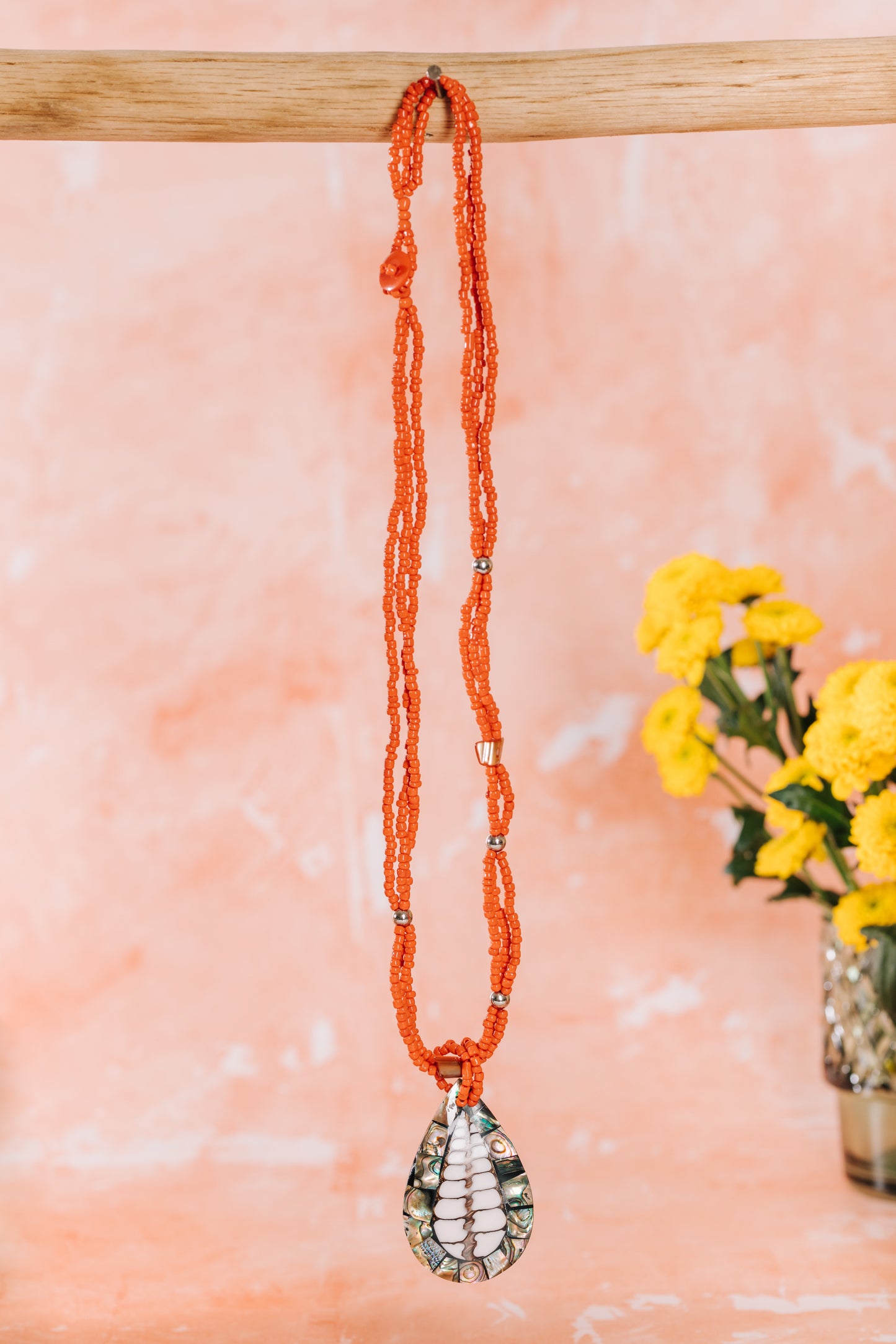 Collar de Conchas con Colgante - Rojo