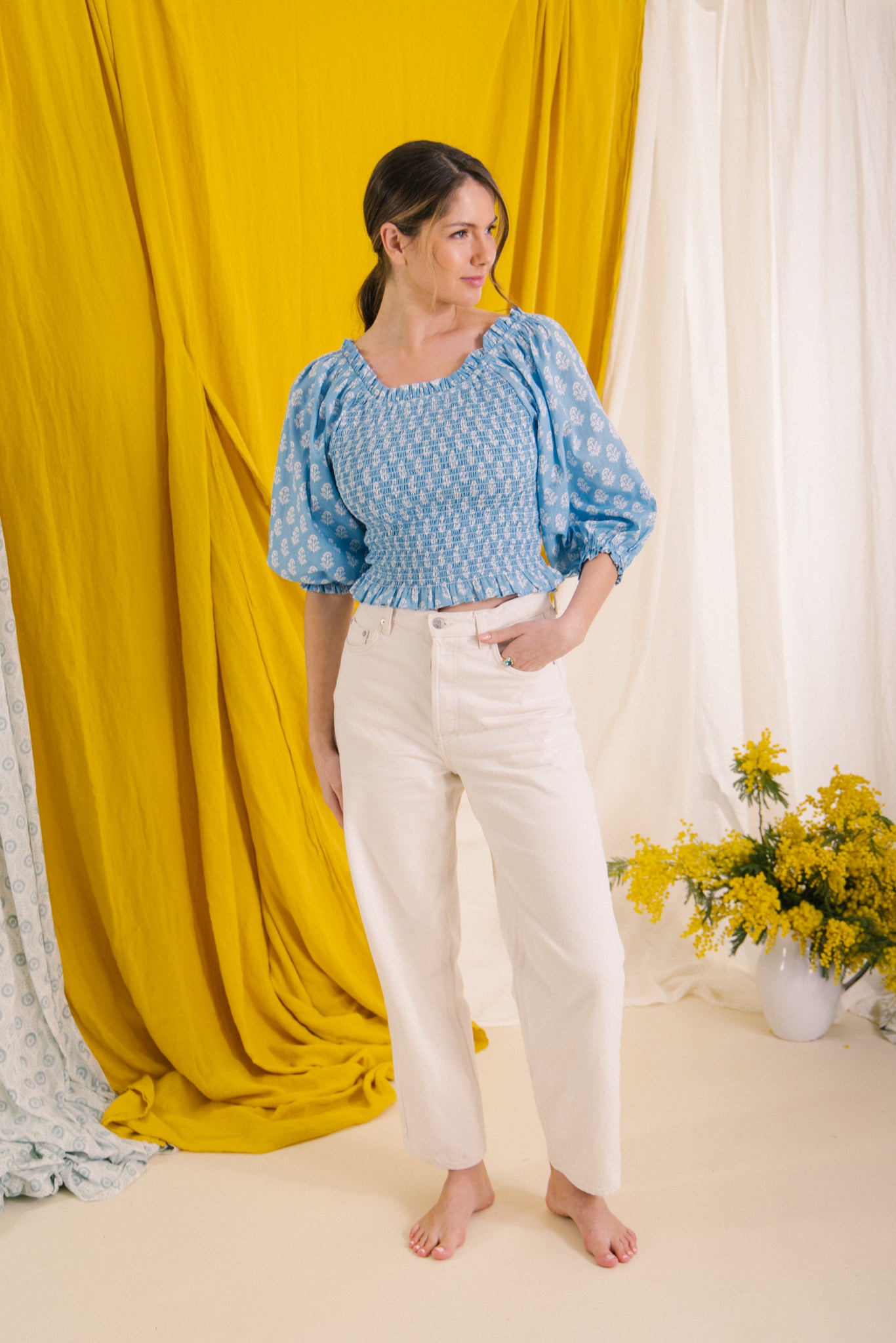 Mona Smock Top - Vintage Blue
