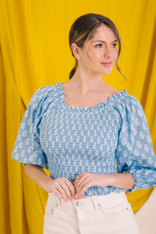 Mona Smock Top - Vintage Blue