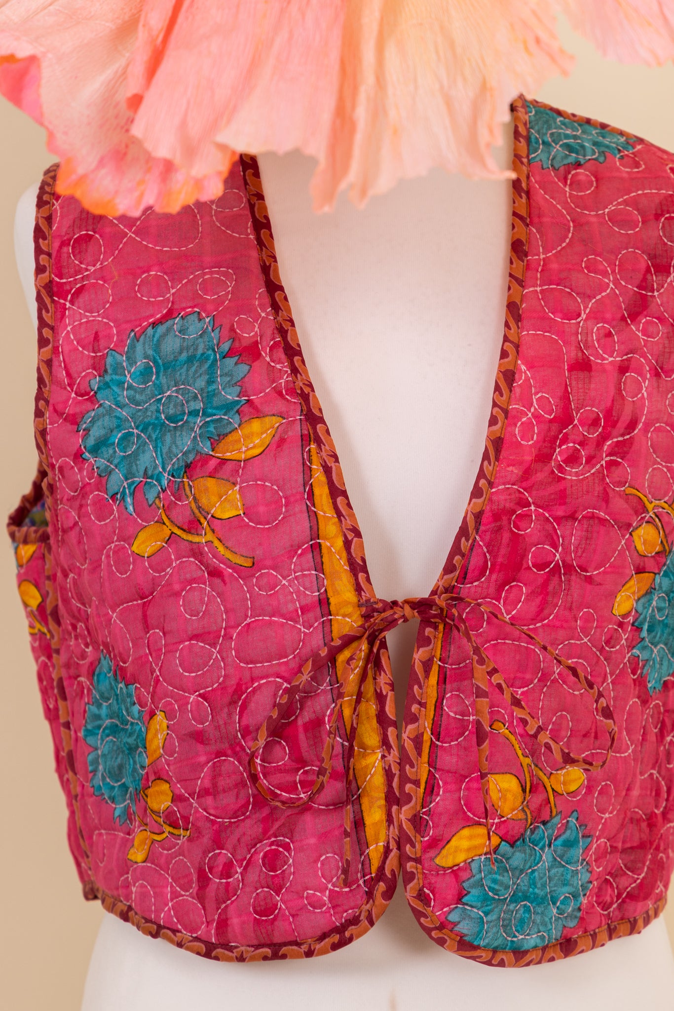 Chaleco reversible de seda y algodón Melissa XL - 040