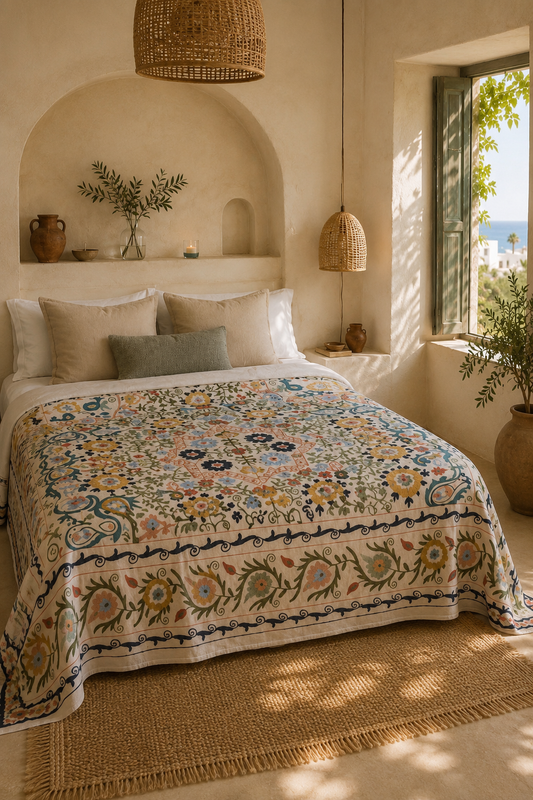 Suzani kingsize Throw-Earth