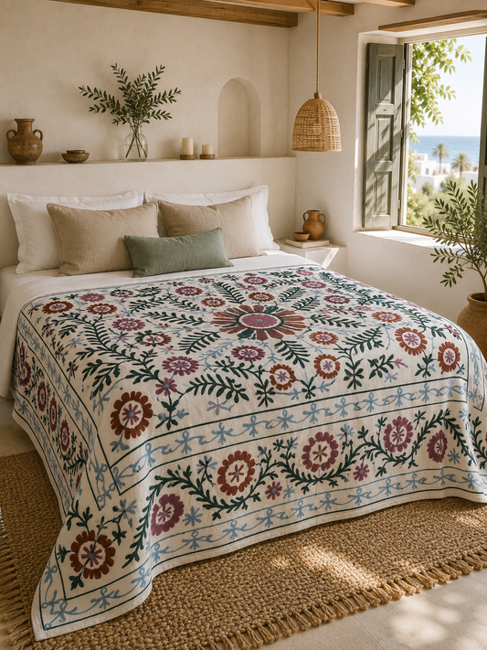 Suzani kingsize Throw-Mauve