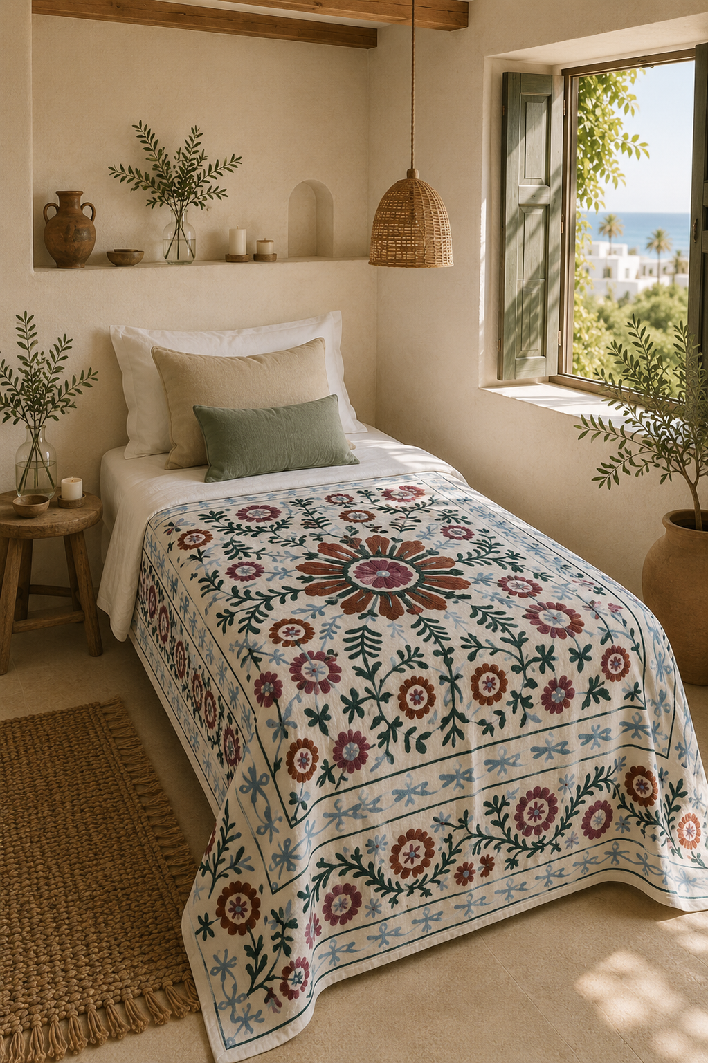 Suzani Single Throw-Mauve