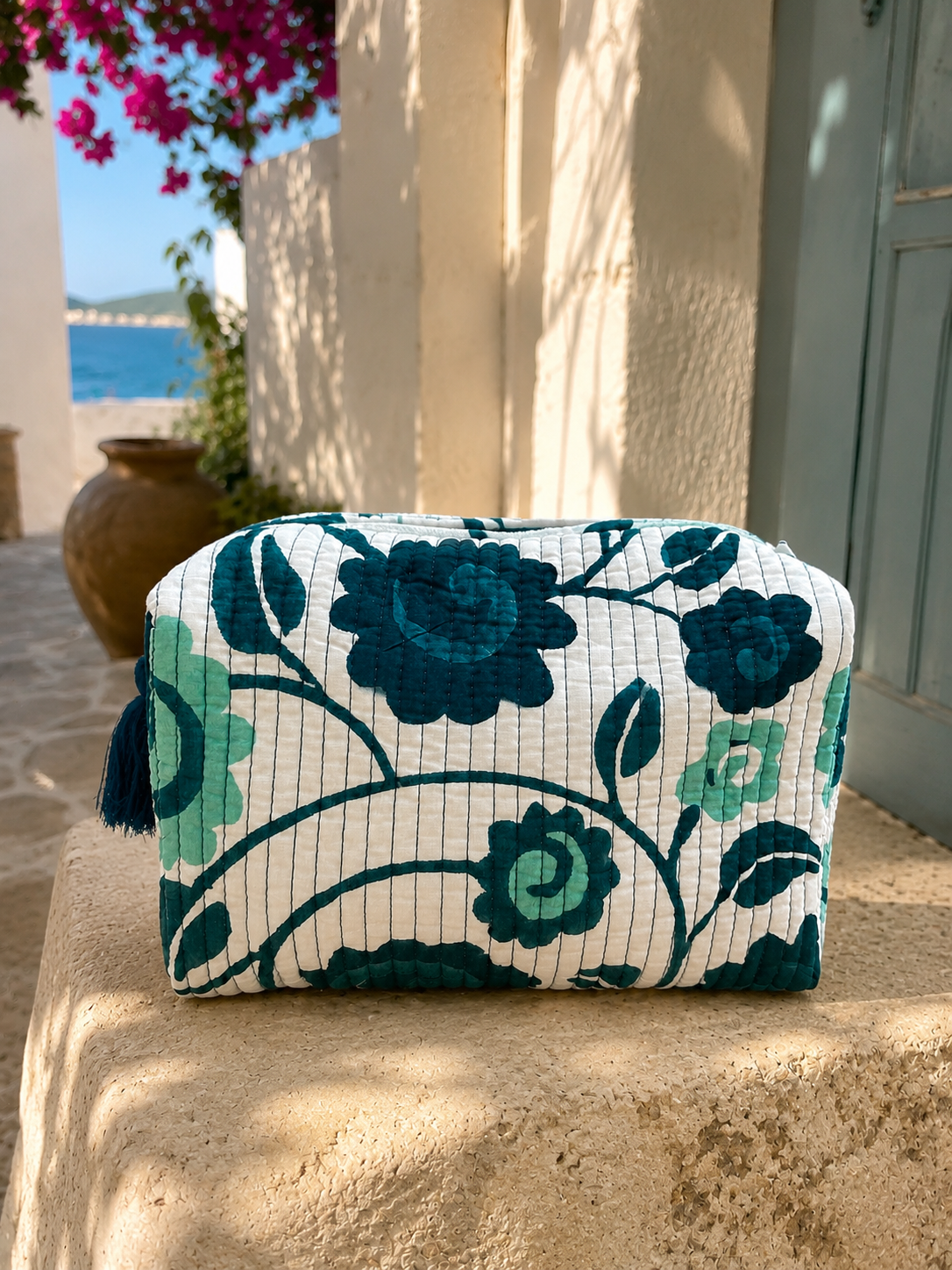 Quilted Wash Bag -  Azure