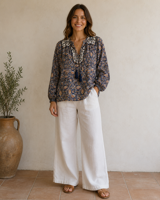 Lolita Embroidered Silk Blouse 140 - XS