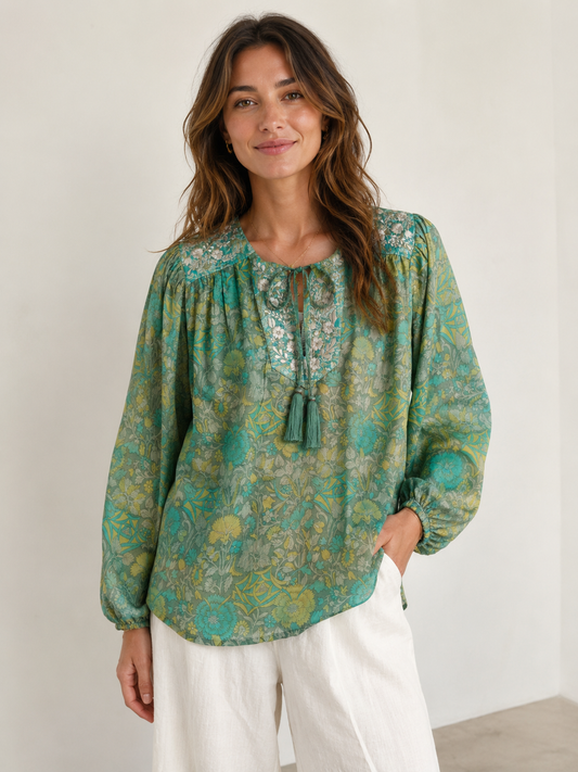 Lolita Embroidered Silk Blouse 175 - S