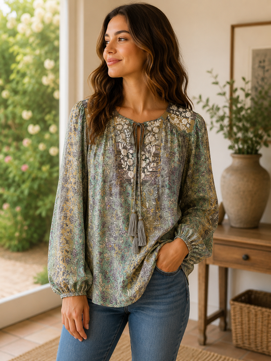 Lolita Embroidered Silk Blouse 187