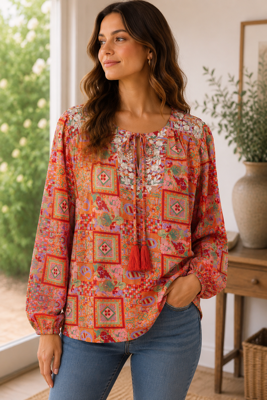Lolita Embroidered Silk Blouse 058 - S