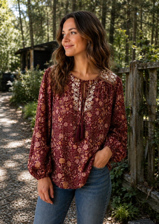 Lolita Embroidered Silk Blouse 177