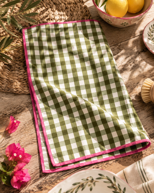 Tea Towel - Olive Gingham
