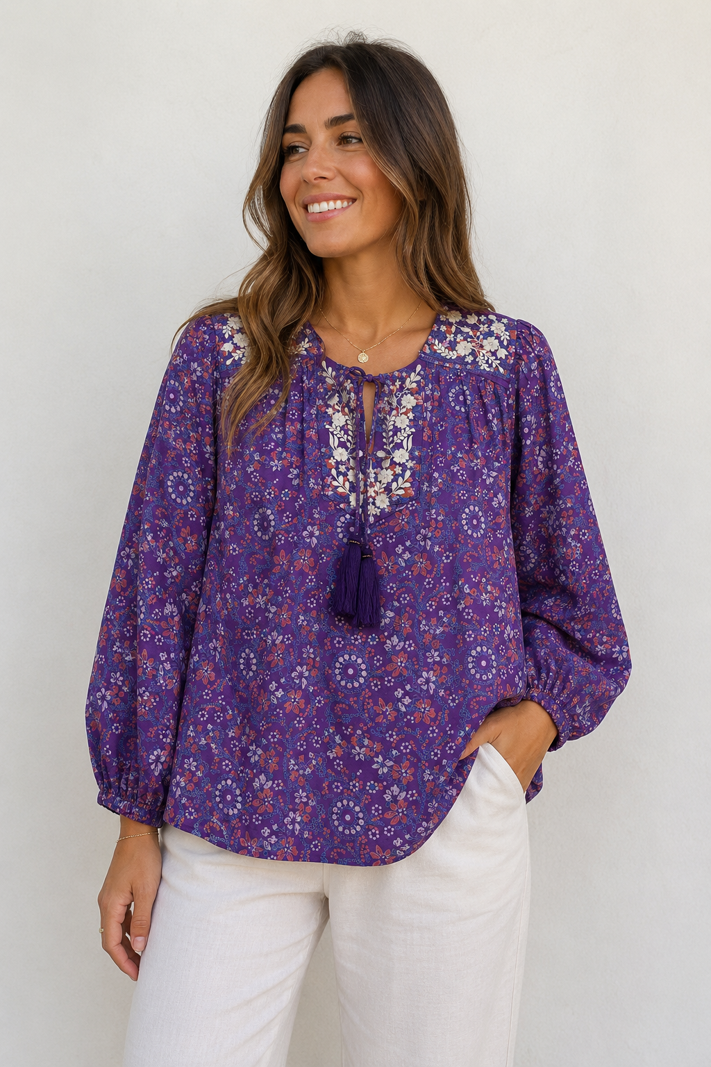 Lolita Embroidered Silk Blouse 142 - XS