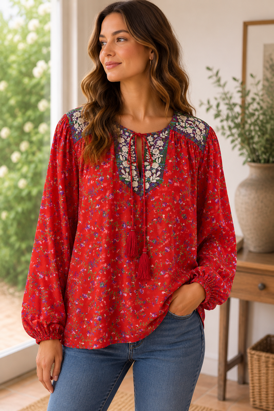 Lolita Embroidered Silk Blouse 057 - S