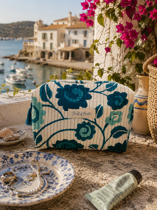 Quilted Wash Bag -  Azure