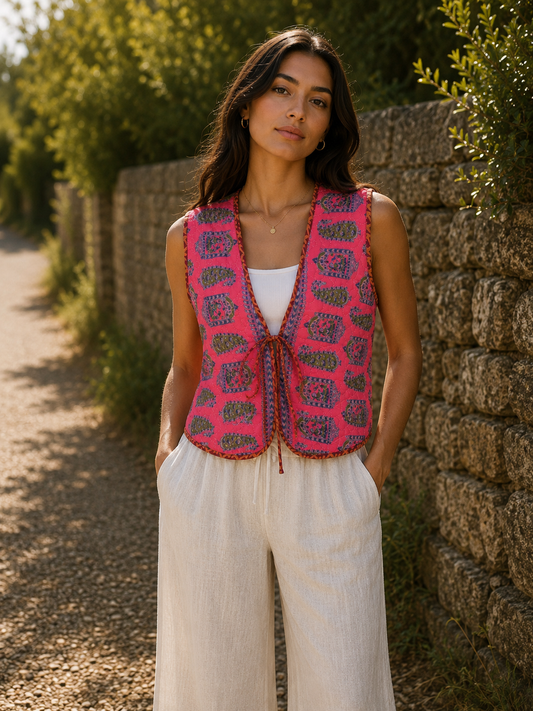 Melissa Cotton & Silk Reversible Waistcoat XL - 040
