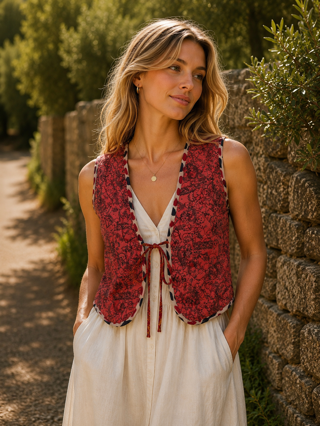Melissa Silk Reversible Waistcoat S - 046