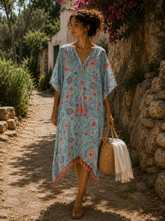 Kaftan - Azul & Coral