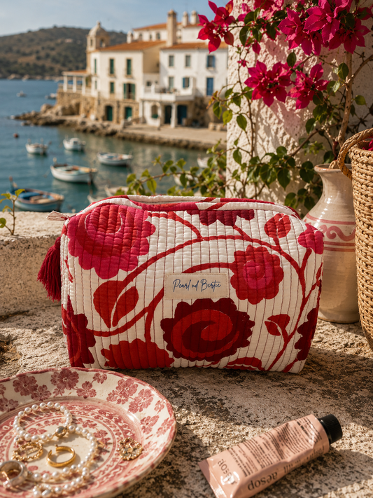 Quilted Wash Bag - Poppy