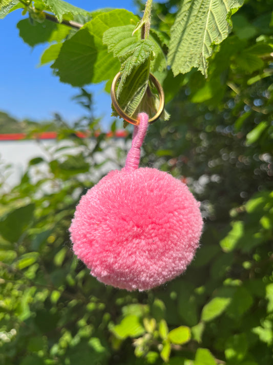 Single Pom Keyring in Light Pink