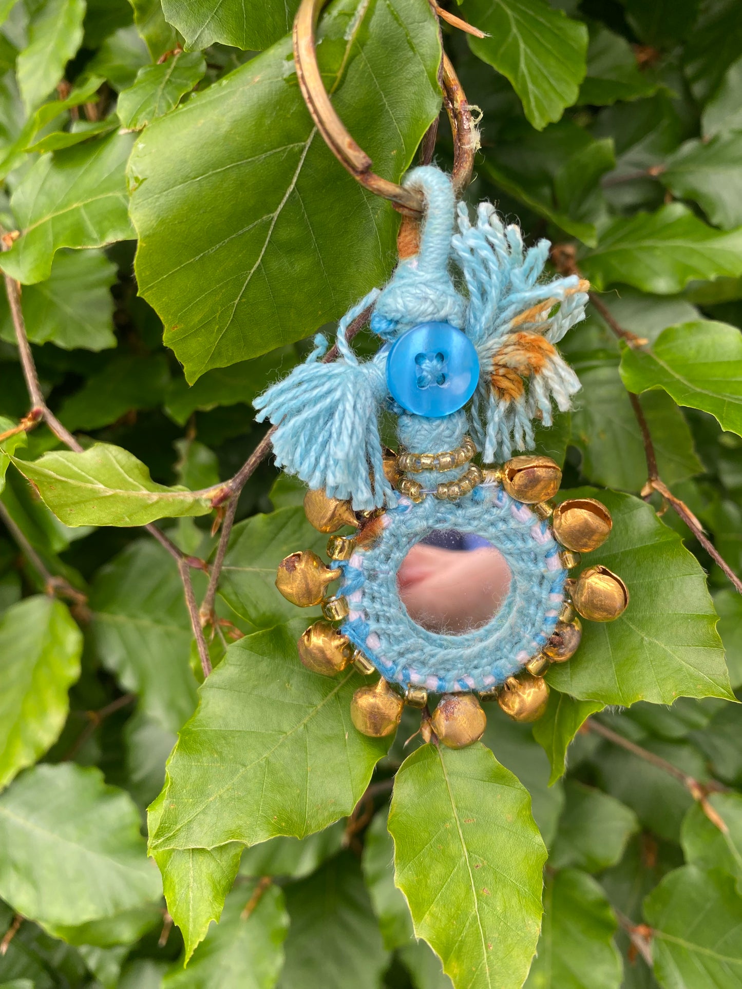 Bell Mirror Keyring in Light Blue