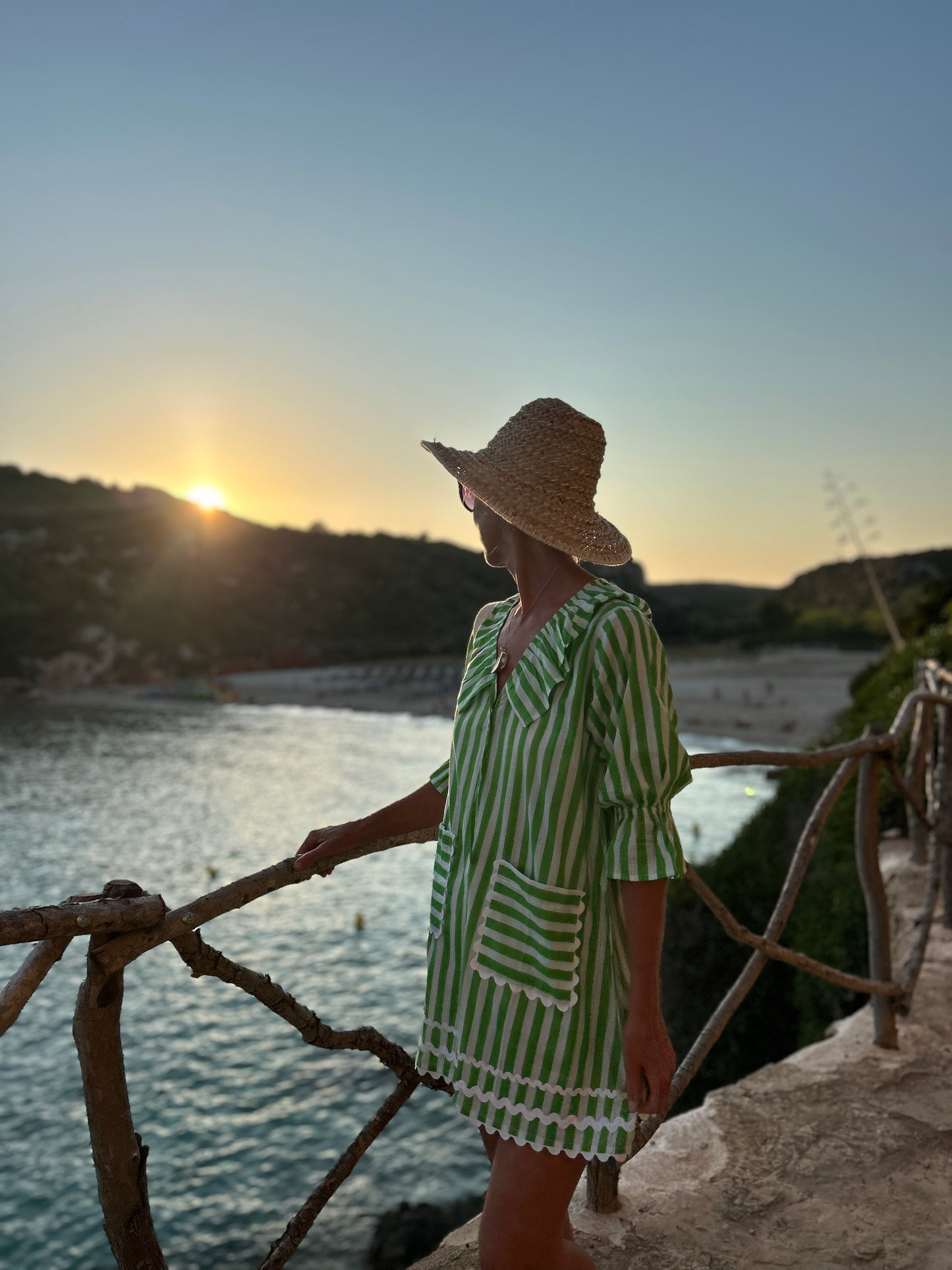 Audrey Short Frill Dress - Green