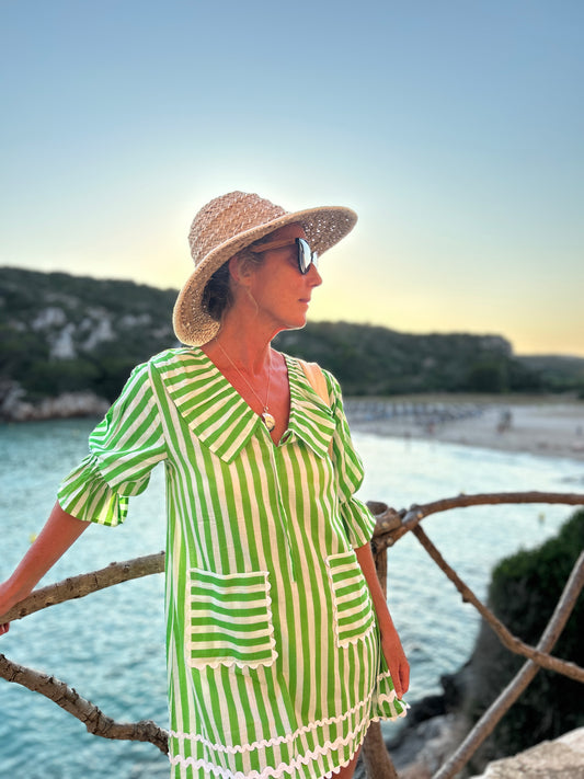 Audrey Short Frill Dress - Green