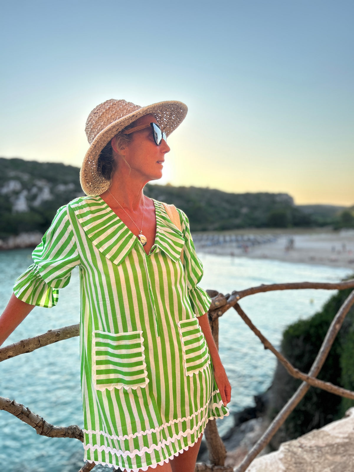 Audrey Short Frill Dress - Green