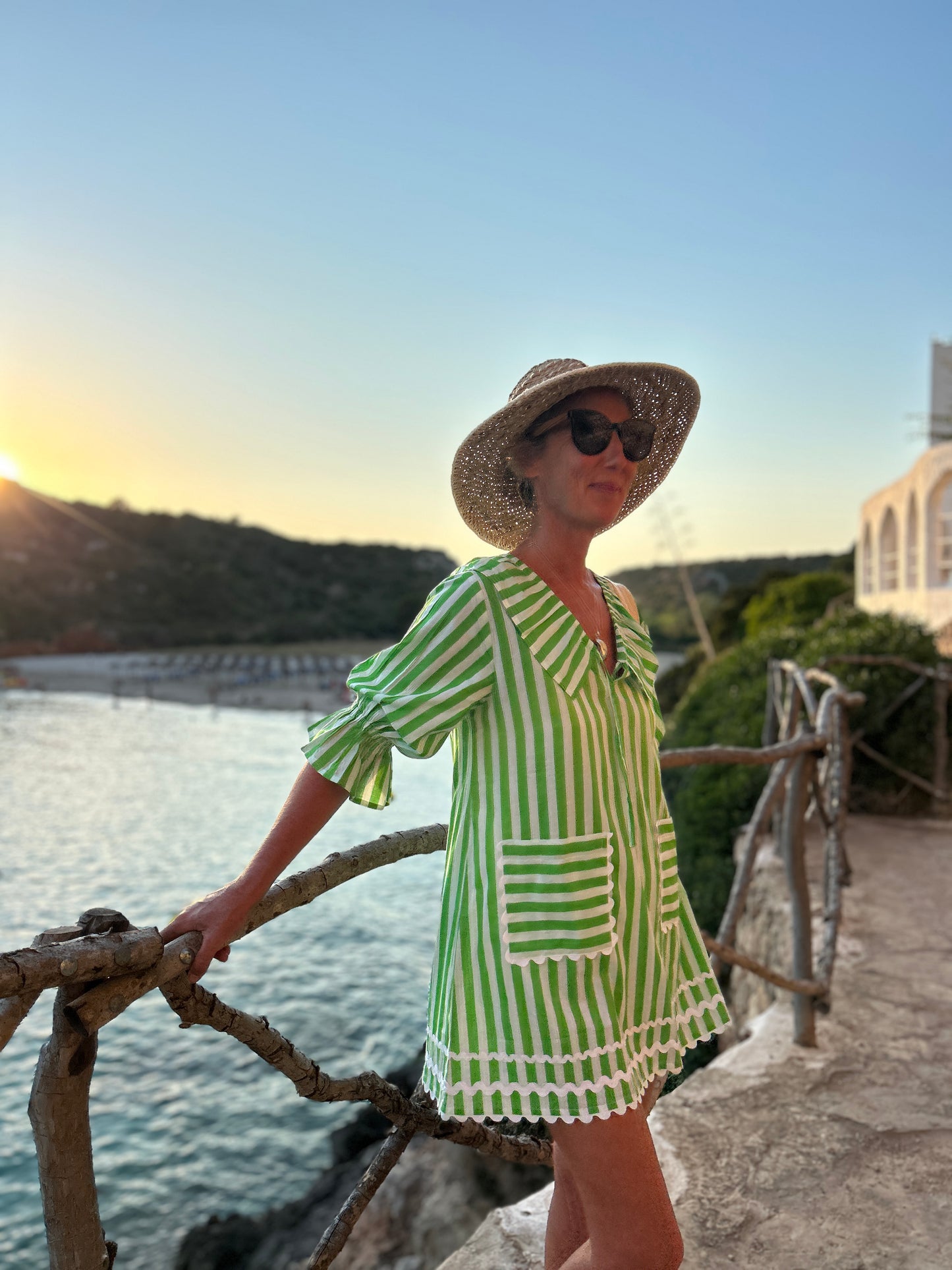 Audrey Short Frill Dress - Green