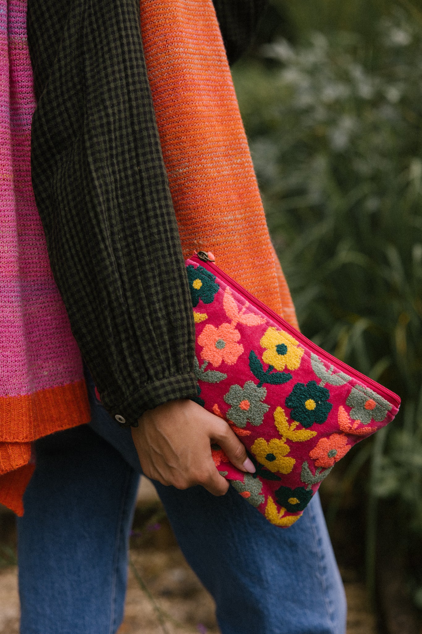 Rambling Flower Pouch - Pink
