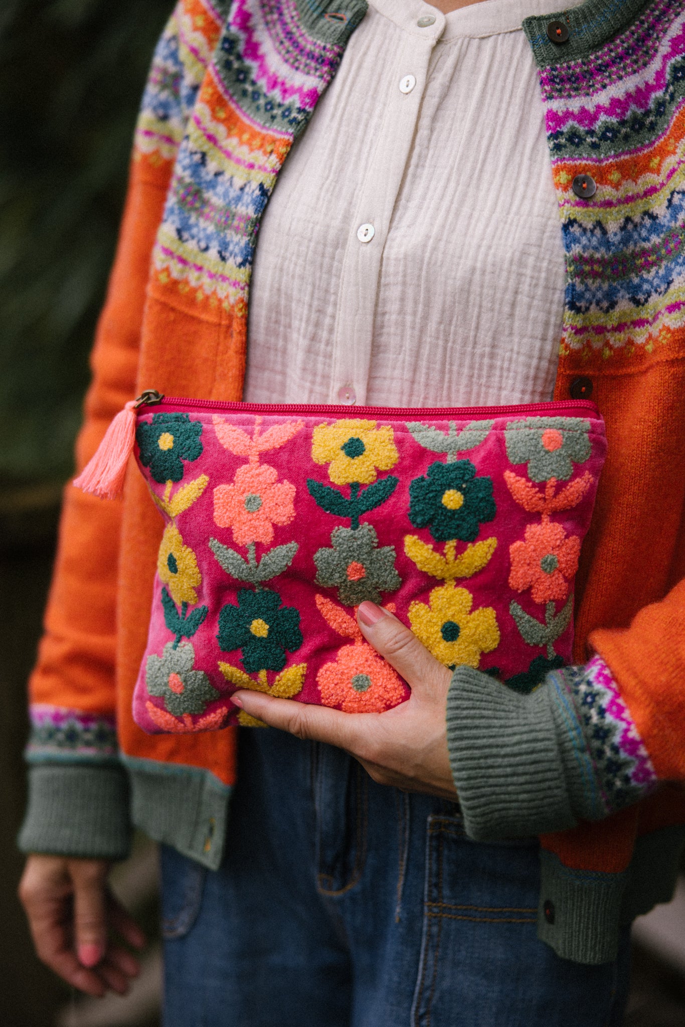 Rambling Flower Pouch - Pink