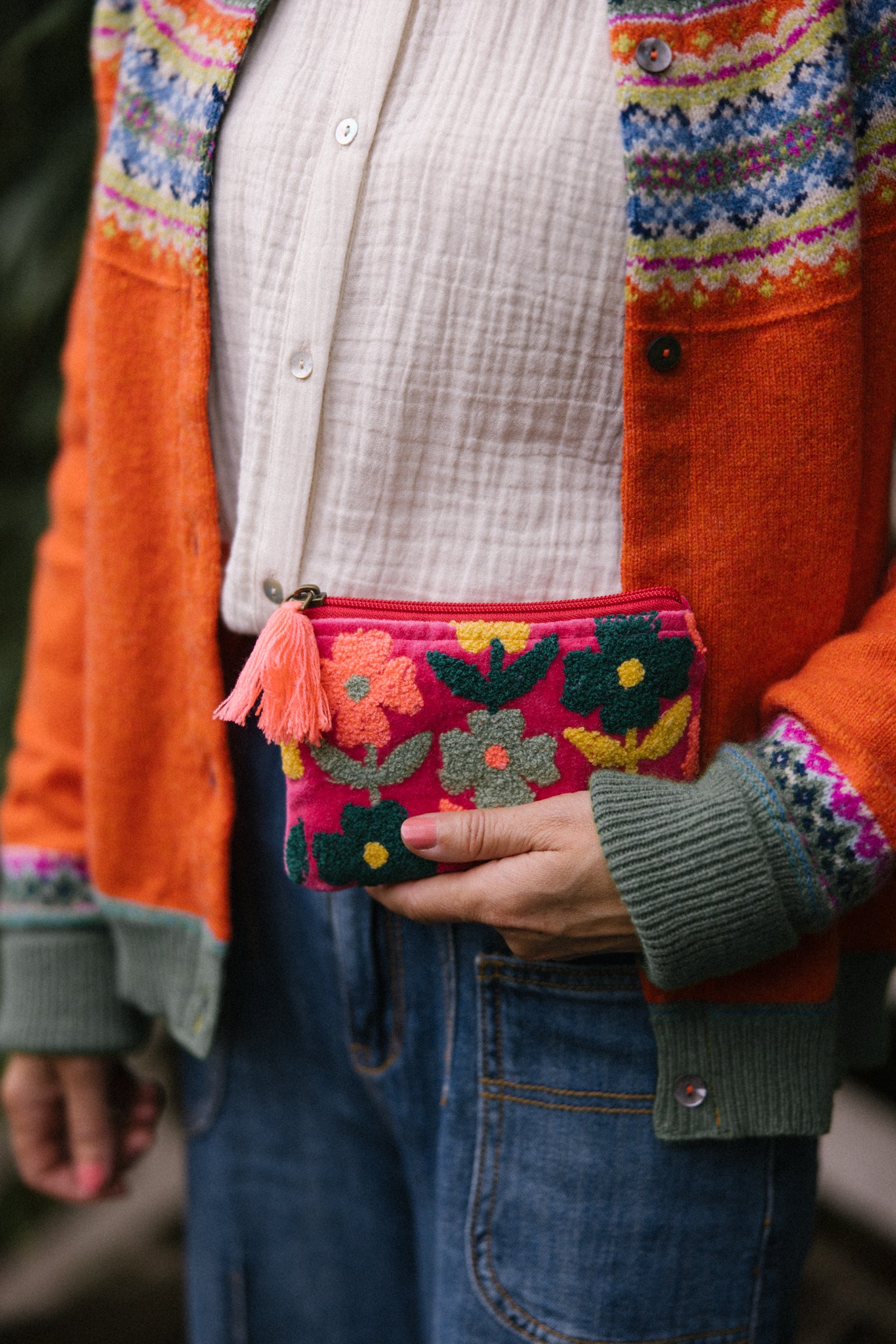 Rambling Flower Pouch - Pink