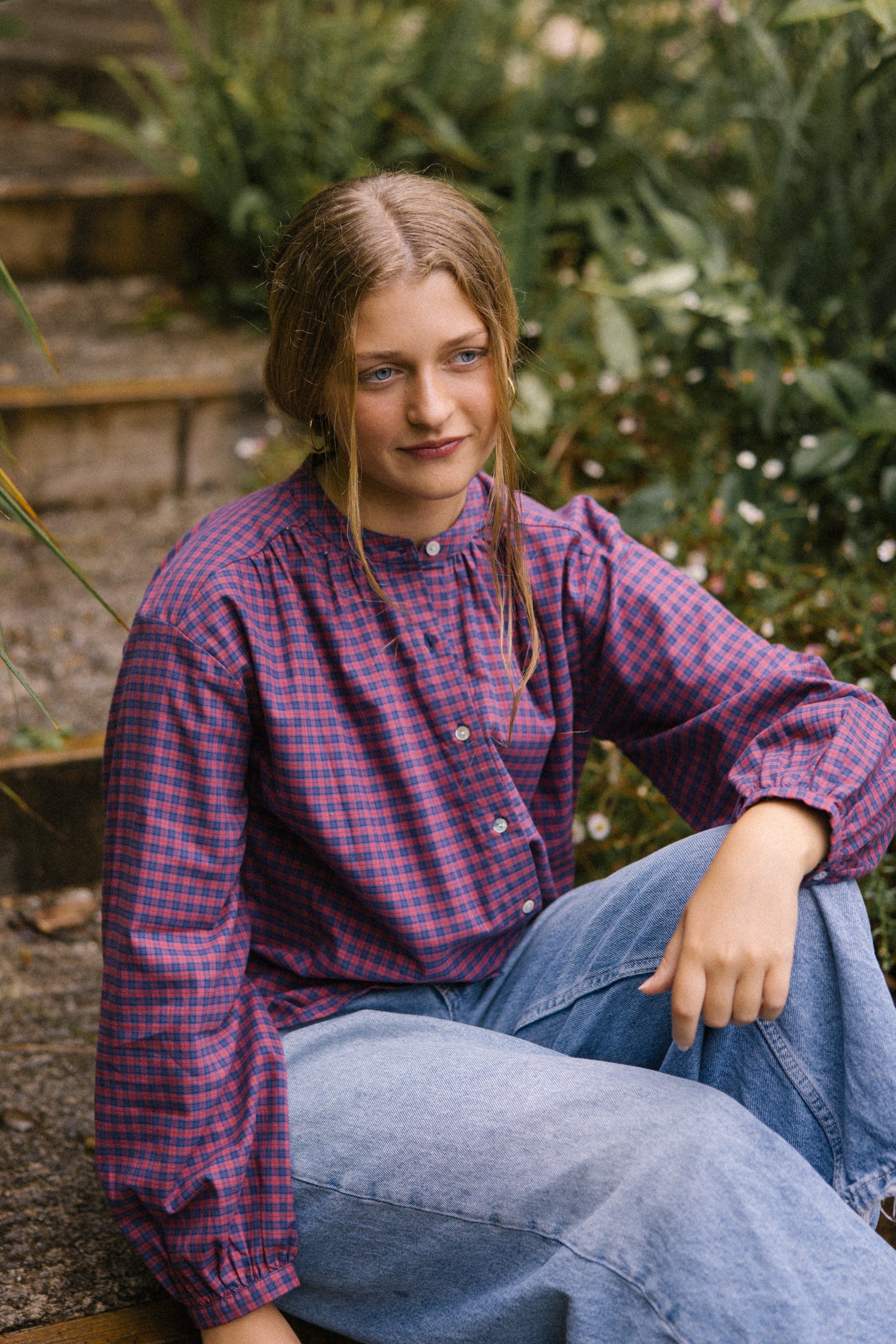 Kitty Shirt - Navy Check)