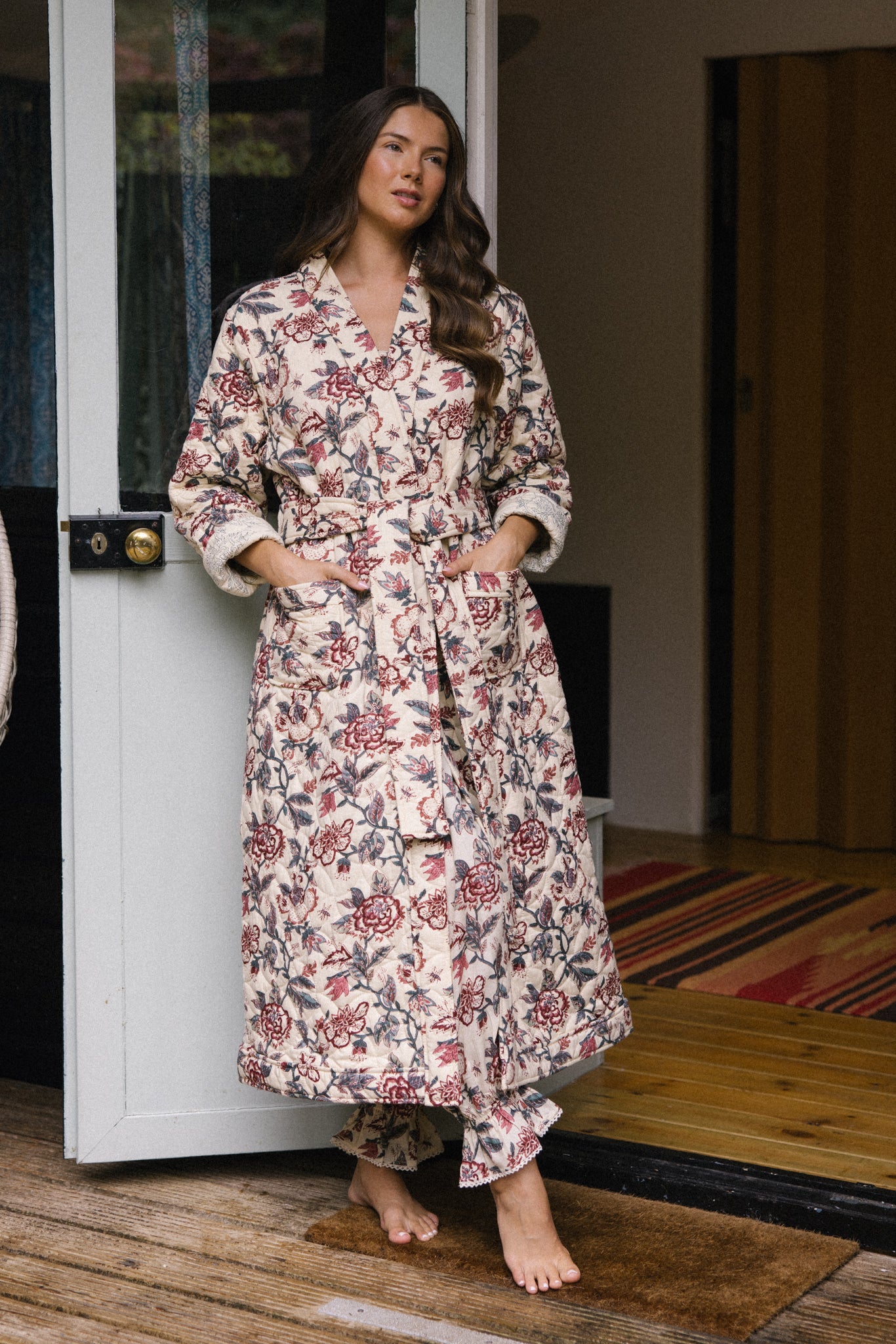 Quilted Dressing Gown - Vintage Rose