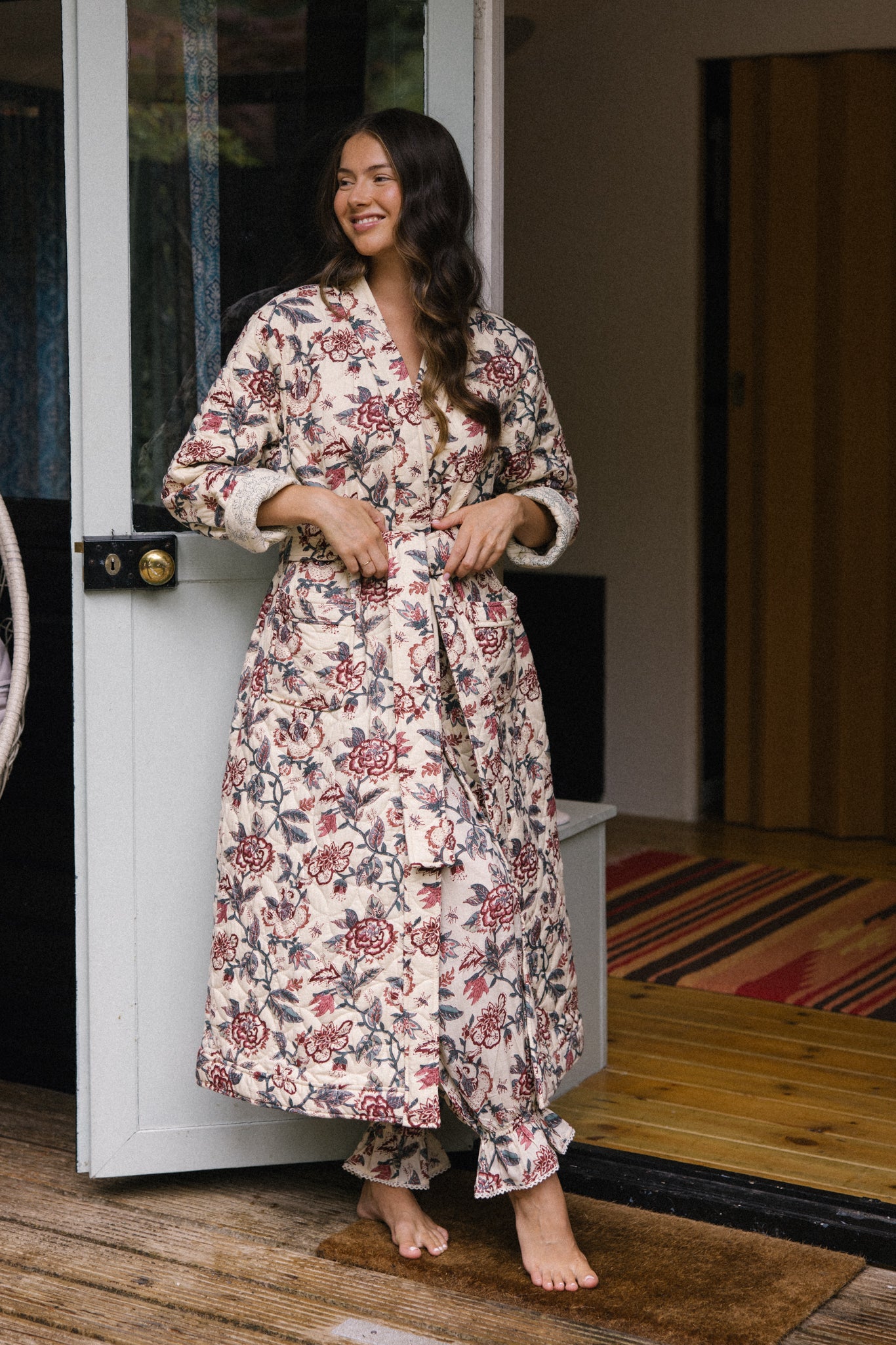 Quilted Dressing Gown - Vintage Rose