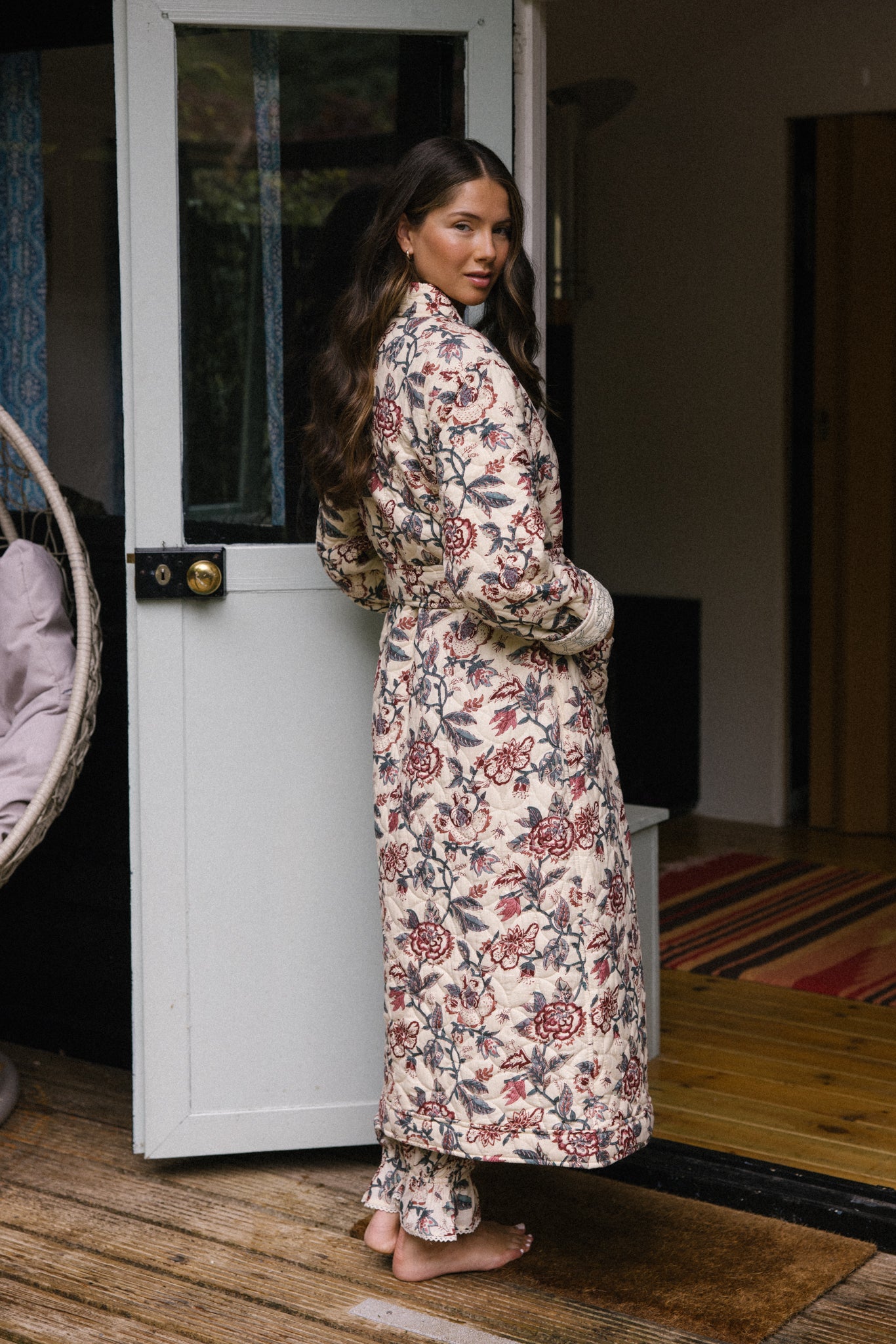Quilted Dressing Gown - Vintage Rose