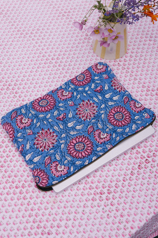 Laptop/iPad Case - Blue/Pink Floral