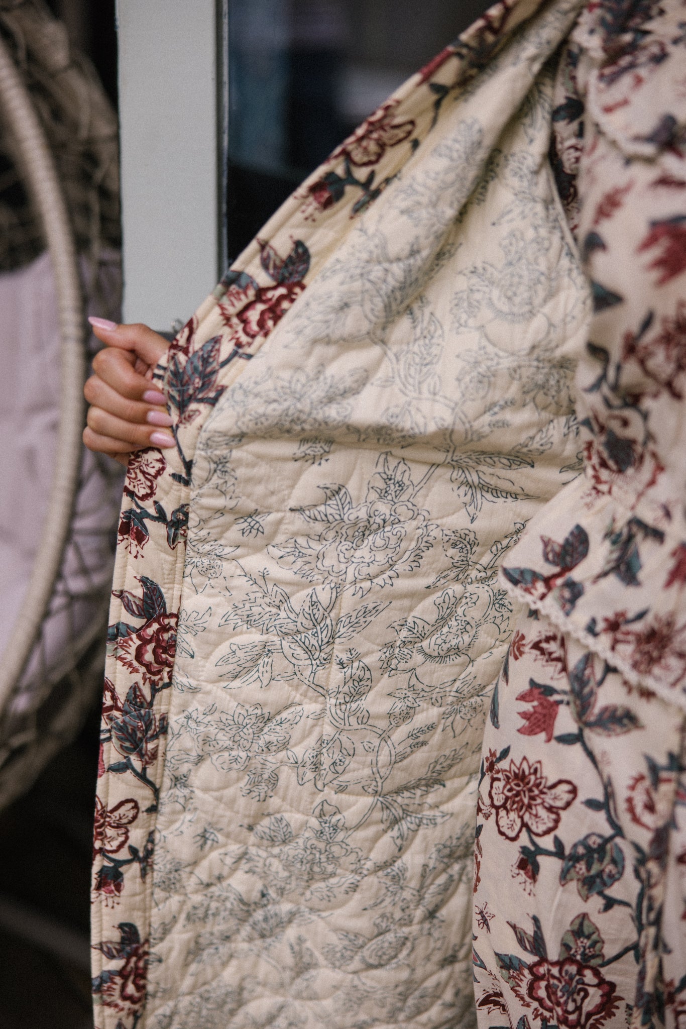 Quilted Dressing Gown - Vintage Rose